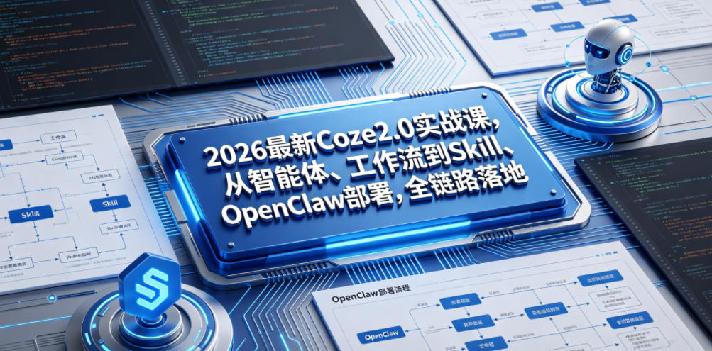 2026最新Coze2.0实战课,从智能体、工作流到Skill、OpenClaw部署,全链路落地