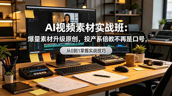 AI视频素材实战班：爆量素材升级原创，投产翻倍不再是口号，0-1系统教学实战落地