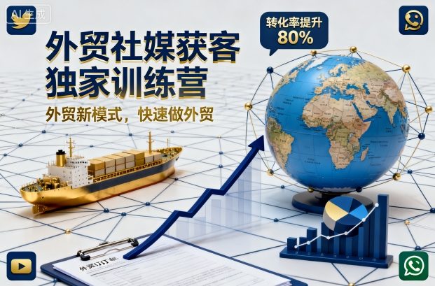 外贸社媒获客独家训练营,外贸新模式,快速做外贸(更新26年6月)