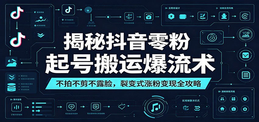 揭秘抖音零粉起号搬运爆流术：不拍不剪不露脸，裂变式涨粉变现全攻略