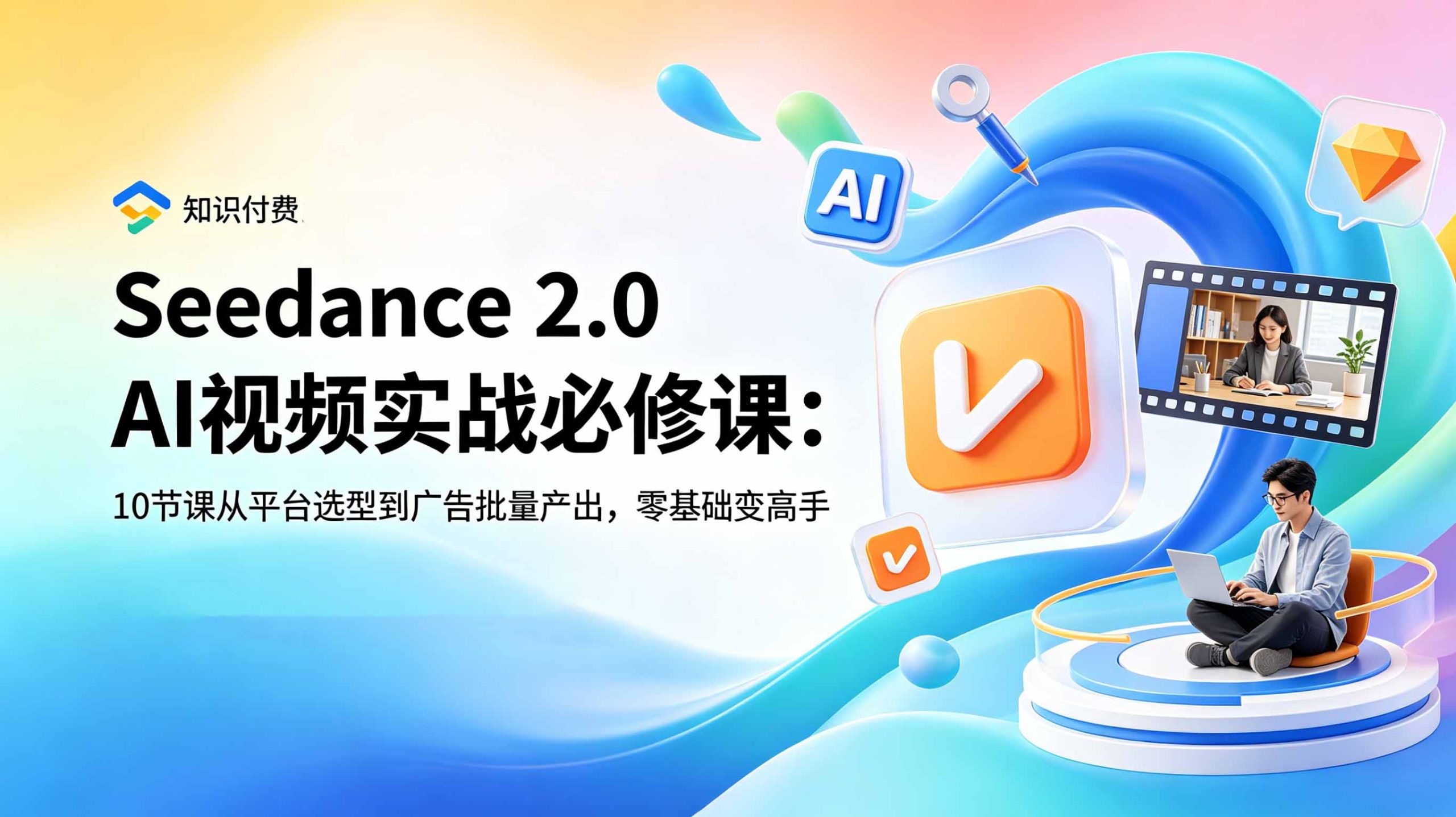 Seedance 2.0 AI视频实战必修课：10节课从平台选型到广告批量产出，零基础变高手