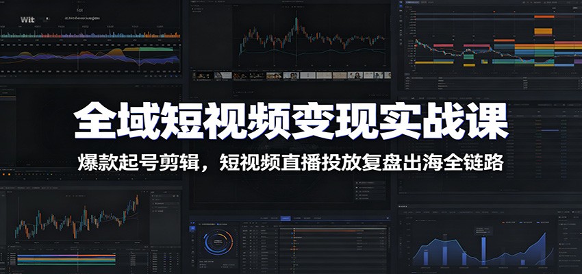全域短视频变现实战课：爆款起号剪辑，短视频直播投放复盘出海全链路