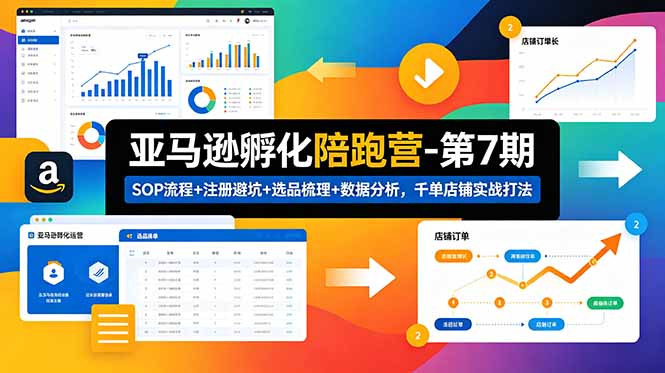 亚马逊孵化陪跑营-第7期：SOP流程+注册避坑+选品梳理+数据分析，千单店铺实战打法(更新0625