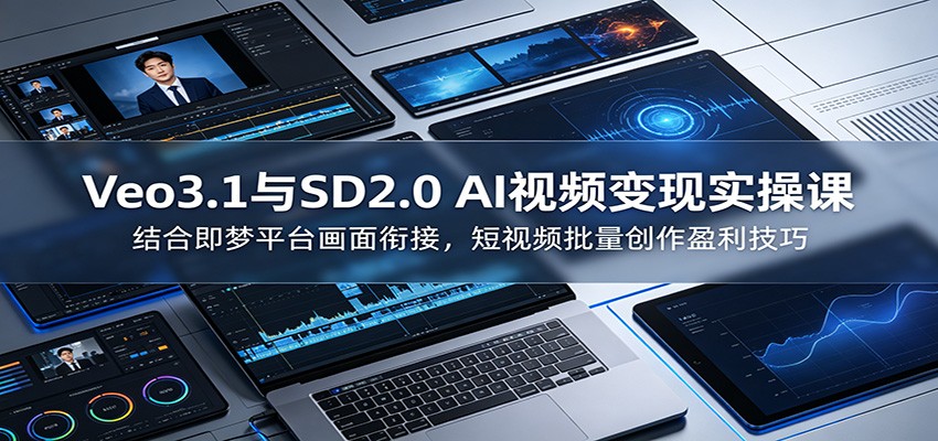 Veo3.1与SD2.0 AI视频变现实操课课：结合即梦平台画面衔接，短视频批量创作盈利技巧