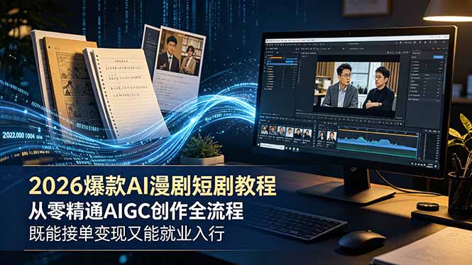 2026 爆款 AI 漫剧短剧教程 从零精通 AIGC 创作全流程 既能接单变现又能就业入行