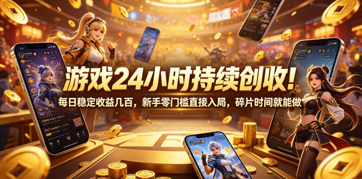 游戏24小时持续创收!每日稳定收益几百,新手零门槛直接入局,碎片时间就能做【揭秘】