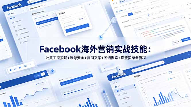 Facebook海外营销实战技能：公共主页搭建+账号安全+营销文案+图谱搜索+投流实操全流程