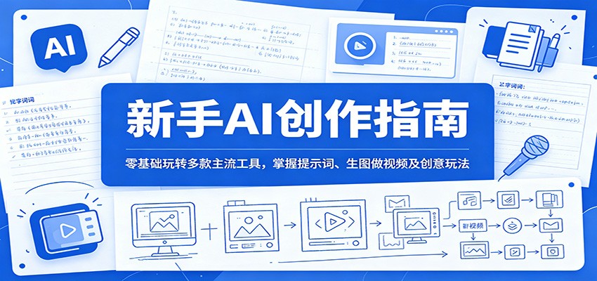 新手AI创作指南：零基础玩转多款主流工具，掌握提示词、生图做视频及创意玩法