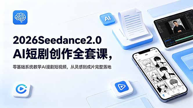 2026Seedance2.0AI短剧创作全套课，零基础系统教学AI漫剧短视频，从灵感到成片完整落地