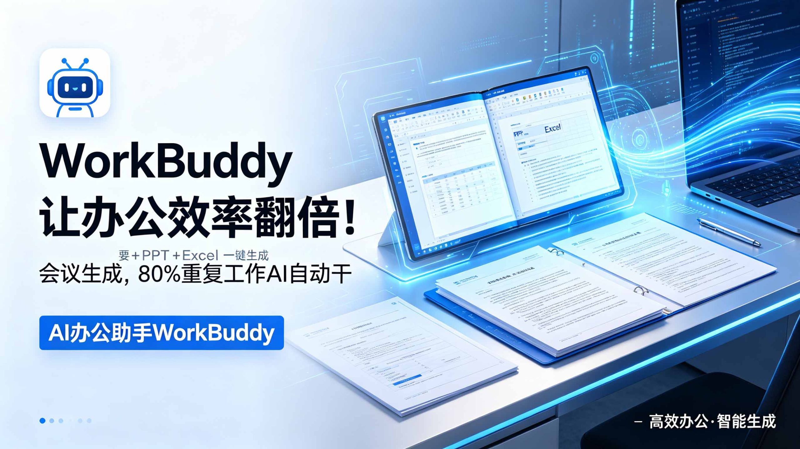 WorkBuddy让办公效率翻倍！会议纪要+PPT+Excel一键生成，80%重复工作AI自动干
