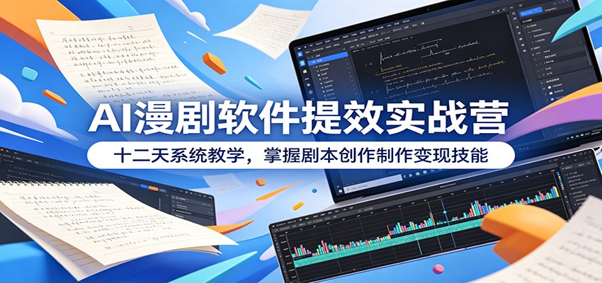 AI漫剧软件提效实战营：十二天系统教学，掌握剧本创作制作变现技能