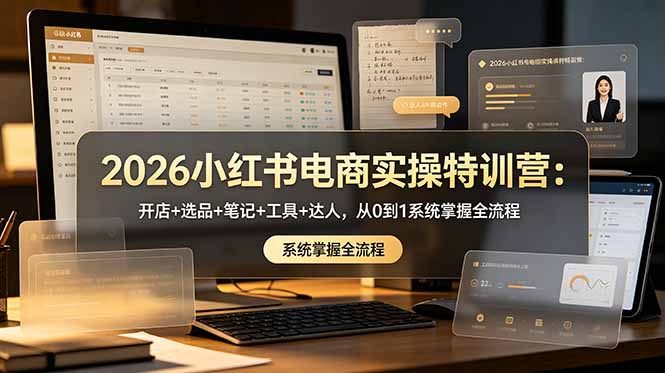 2026小红书电商实操特训营：开店+选品+笔记+工具+达人，从0到1系统掌握全流程