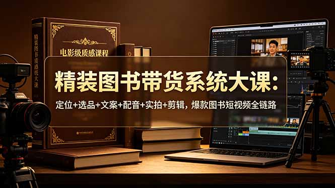 精装图书带货系统大课：定位+选品+文案+配音+实拍+剪辑，爆款图书短视频全链路
