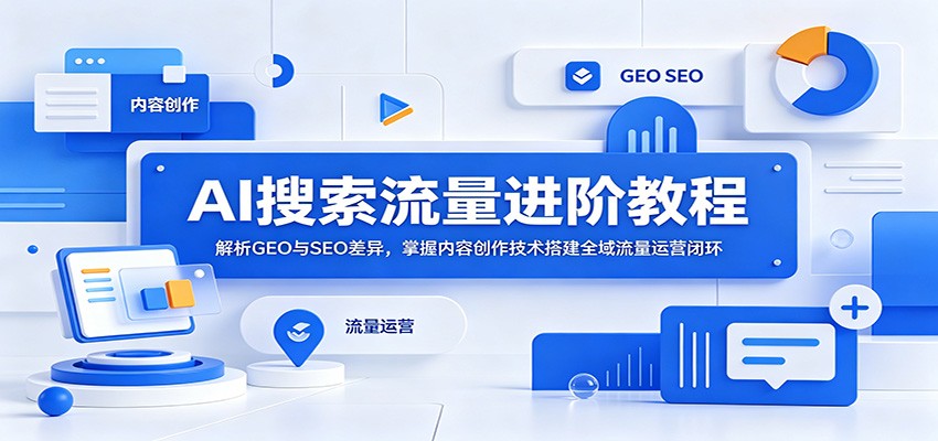 AI搜索流量进阶教程：解析GEO与SEO差异，掌握内容创作技术搭建全域流量运营闭环