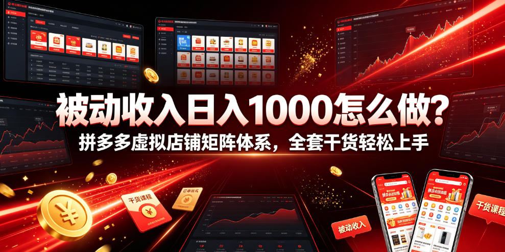 被动收入日入1000怎么做？拼多多虚拟店铺矩阵体系，全套干货轻松上手【揭秘】