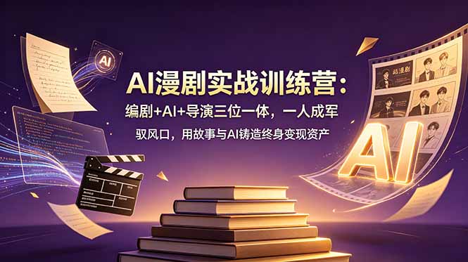 AI漫剧实战训练营：编剧+AI+导演三位一体，一人成军 驭风口，用故事与AI铸造终身变现资产