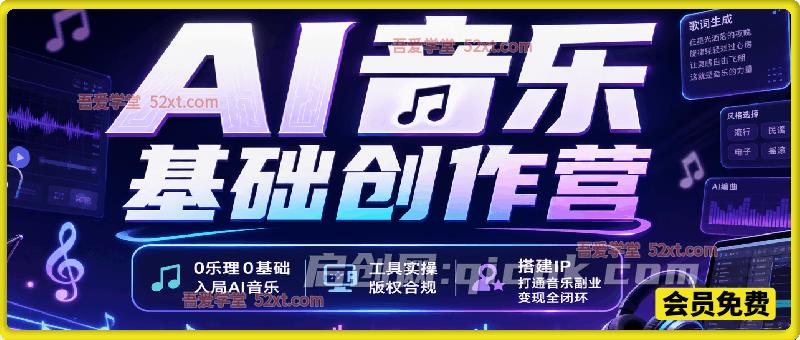 AI音乐基础创作营,0乐理0基础入局AI音乐,工具实操版权合规,搭建IP打通音乐副业变现全闭环 AI音乐基础创作营,0乐理0基础入局AI音乐,工具实操版权合规,搭建IP打通音乐副业变现全闭环