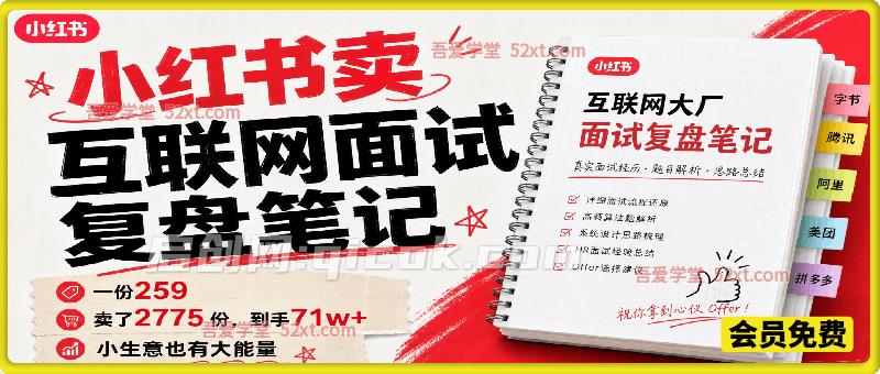 小红书卖互联网面试复盘笔记,一份259,卖了2775 份,到手71w+,小生意也有大能量 小红书卖互联网面试复盘笔记,一份259,卖了2775 份,到手71w+,小生意也有大能量