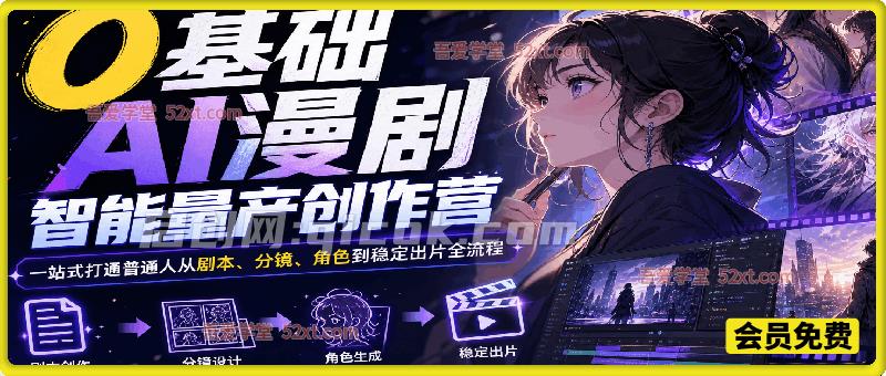 零基础AI漫剧智能量产创作营,剧本分镜角色音频后期全教学,普通人掌握AI工具实现高效出片变现 零基础AI漫剧智能量产创作营,剧本分镜角色音频后期全教学,普通人掌握AI工具实现高效出片变现