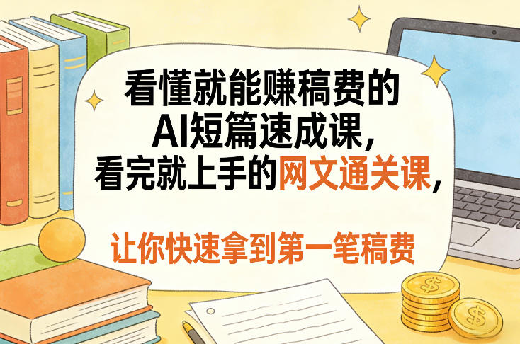看懂就能賺稿费的AI短篇速成课,看完就上手的网文通关课,让你快速拿到第一笔稿费(更新1008)