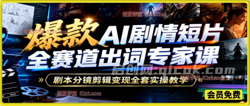爆款 AI 剧情短片全赛道出词专家课，剧本分镜剪辑变现全套实操教学