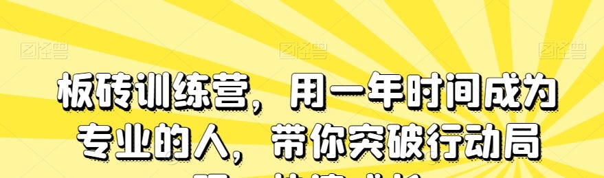 板砖训练营，用一年时间成为专业的人，带你突破行动局限，快速成长-个人发展