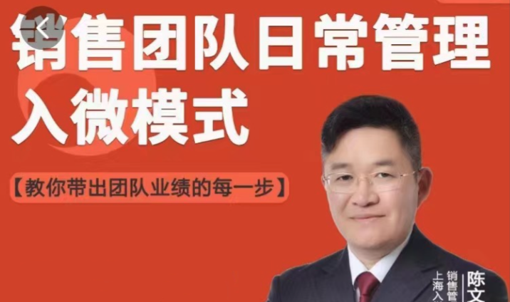 陈文学-销售团队日常管理—入微模式-教你做销售-团队管理