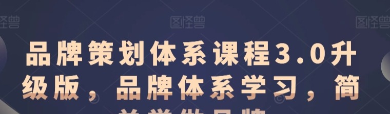 品牌策划体系课程3.0升级版，品牌体系学习，简单学做品牌-品牌营销