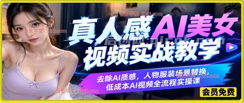 真人感AI美女视频实战教学，去除AI质感，人物服装场景替换，低成本AI视频全流程实操课