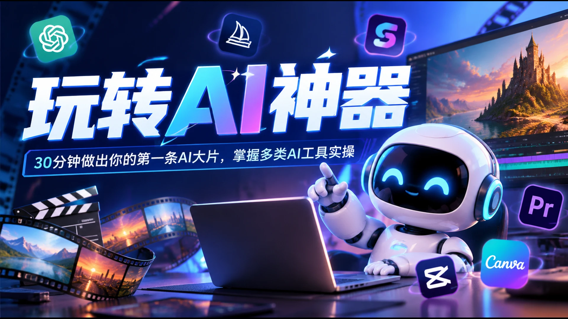 玩转AI神器：30分钟做出你的第一条AI大片，掌握多类AI工具实操