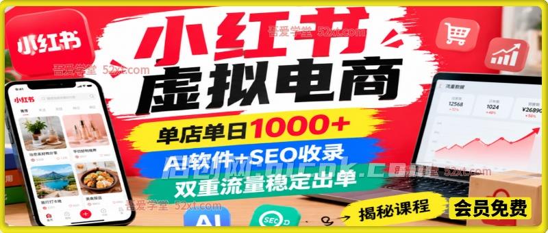 小红书虚拟电商，单店单日1000+，AI软件+SEO收录，双重流量稳定出单【揭秘】