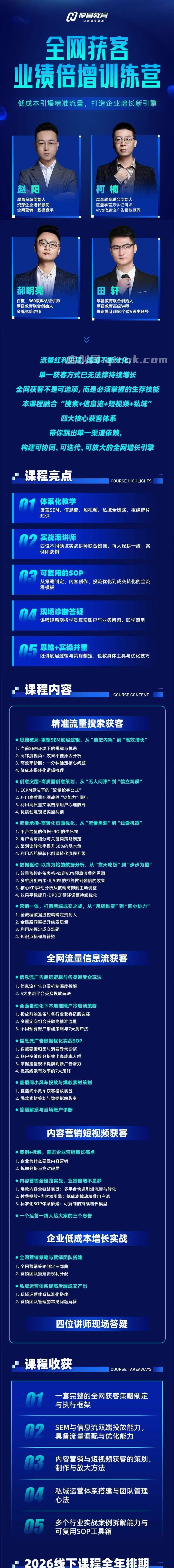 厚昌教育-全网获客业绩倍增训练营北京9月3-5日三天两夜线下课(价值9800元) 厚昌教育-全网获客业绩倍增训练营北京9月3-5日三天两夜线下课(价值9800元)