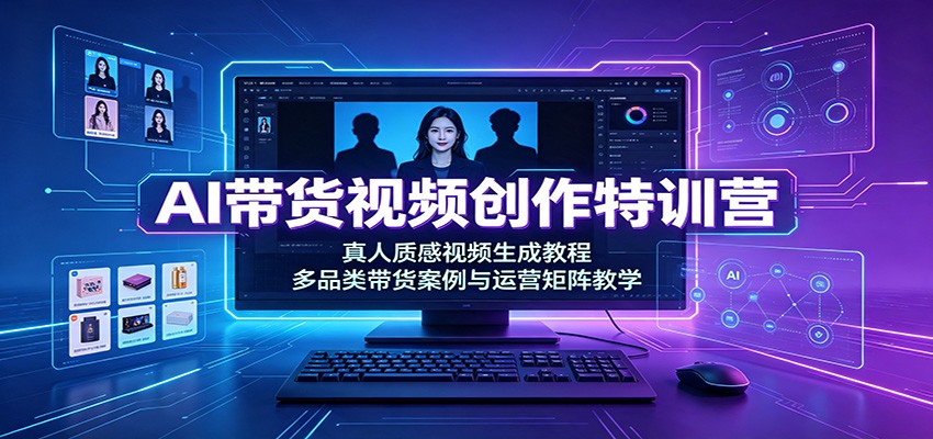 AI带货视频创作特训营:真人质感视频生成教程,多品类带货案例与运营矩阵教学-智点网