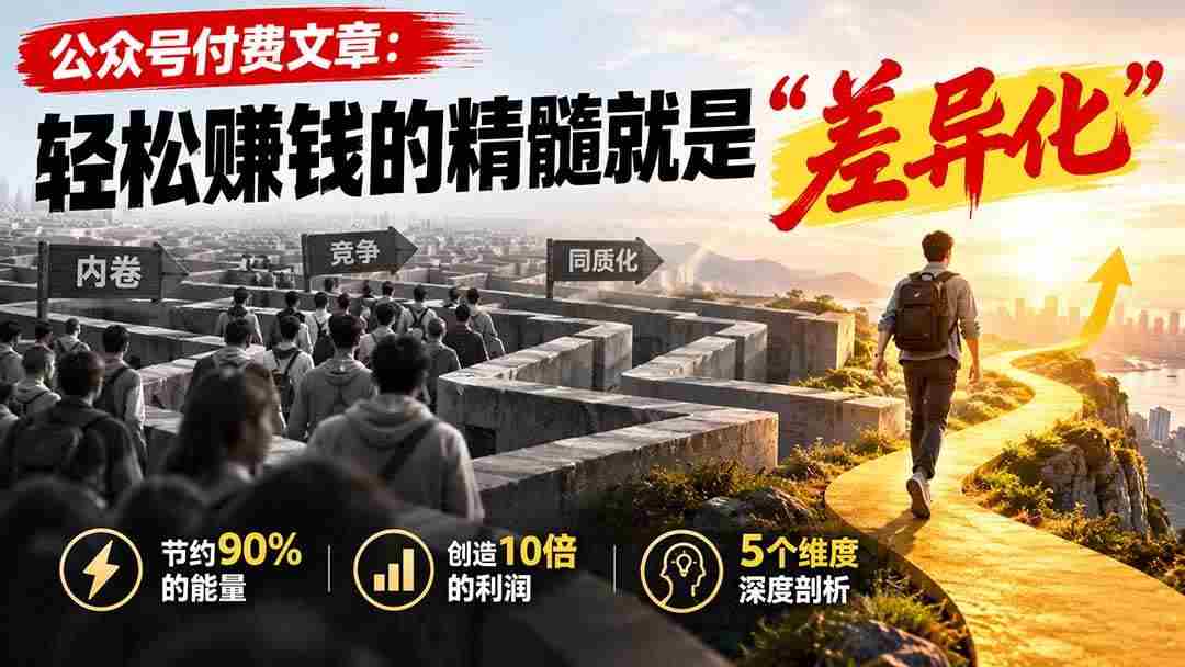 （20779期）公众号付费文章：轻松赚钱的精髓就是“差异化”