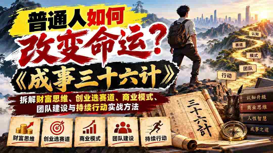 (21130期)普通人如何改变命运?《成事三十六计》拆解财富思维、创业选赛道、商业模式、团队建设与持续行动实战方法