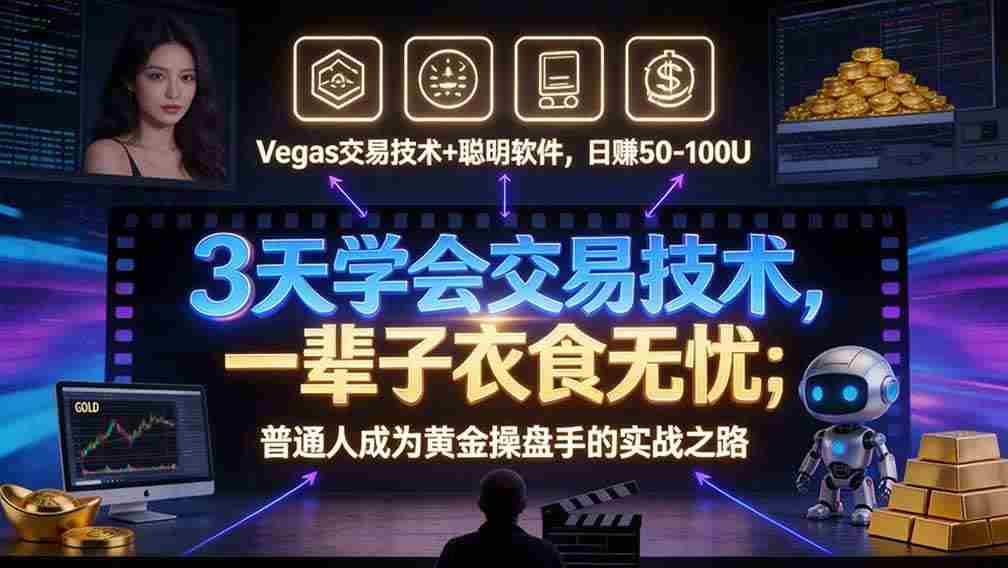 (20841期)“顺势而为交易系统”3天学会交易技术,聪明软件辅助,小白也能看懂趋势交易,日入30-100U,长期稳定