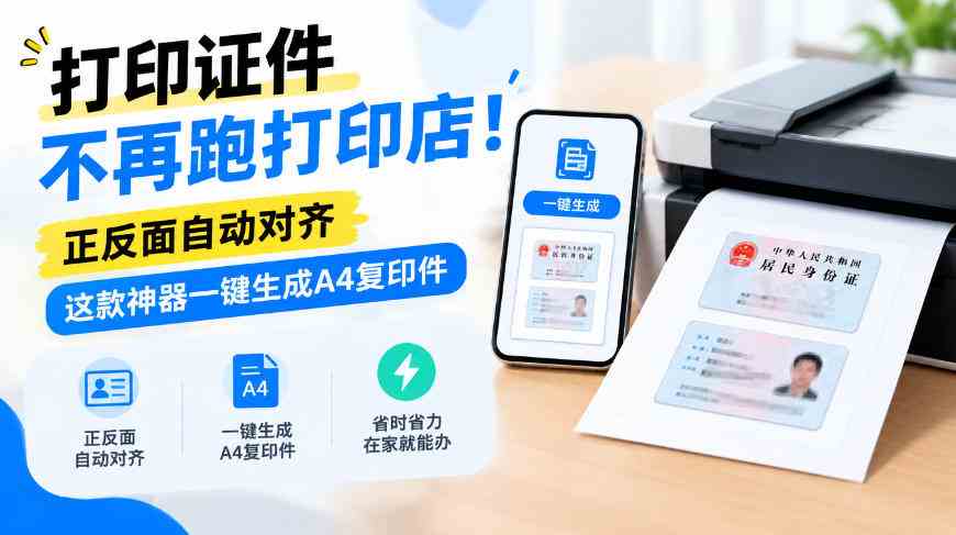 打印证件不再跑打印店！正反面自动对齐，这款神器一键生成A4复印件