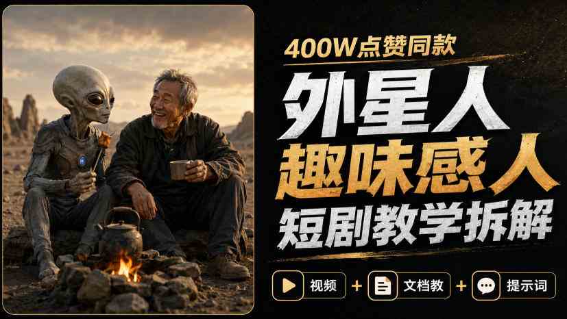 400W点赞同款外星人趣味感人短剧教学拆解，视频+文档教+提示词（更新1009）