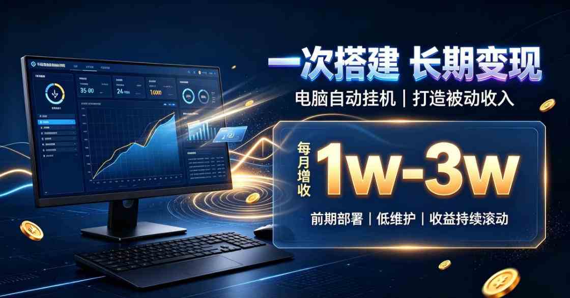 一份投入长期收益,电脑自动挂G类目,搭建被动收入每月增收1w-3w【揭秘】