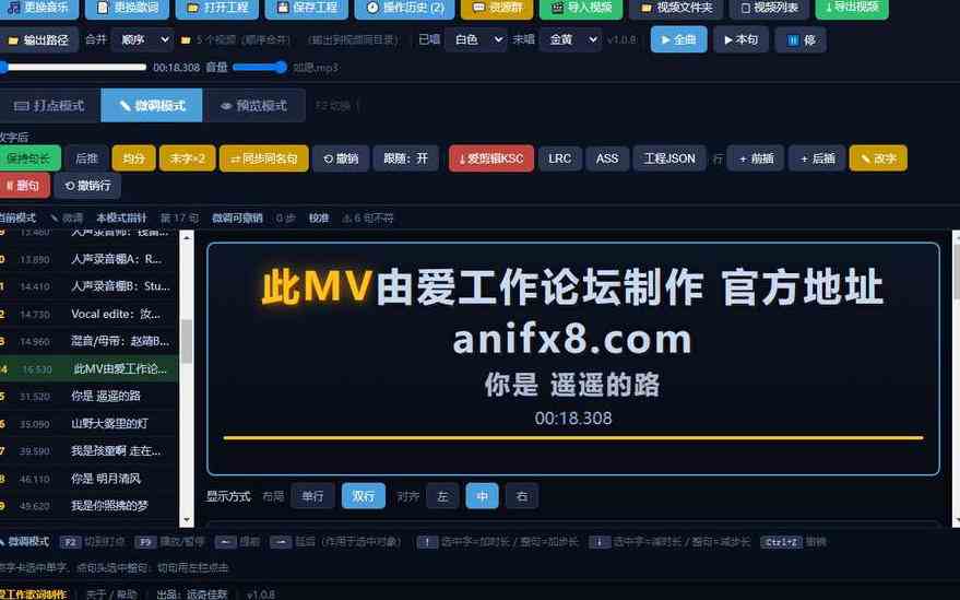 给翻唱、MV做逐字歌词视频:打轴、视频合并、字幕烧录一键成片,无需联网