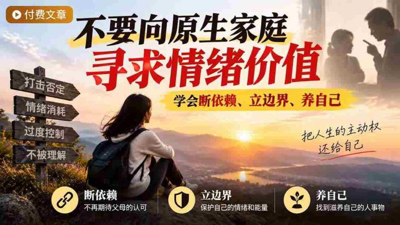 (21132期)付费文章:不要向原生家庭寻求情绪价值,学会断依赖、立边界、养自己