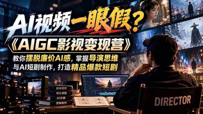 （21133期）【无水印】AI视频一眼假？《AIGC影视变现营》教你摆脱廉价AI感，掌握导演思维与AI短剧制作，打造精品爆款短剧