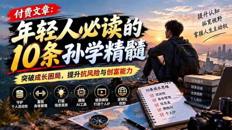 （21112期）付费文章：年轻人必读的10条孙学精髓，突破成长困局，提升抗风险与创富能力