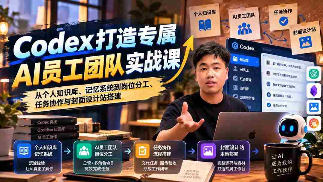 (20916期)【无水印】Codex打造专属AI员工团队实战课:从个人知识库、记忆系统到岗位分工、任务协作与封面设计站搭建