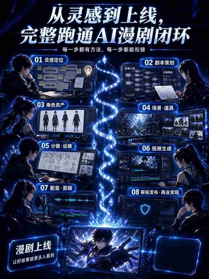 (20906期)【无水印】2026AI漫剧创作与商业变现掘金营:打通选题→AI编剧→角色场景→自动分镜→视频生成→剪辑发布→运营变现
