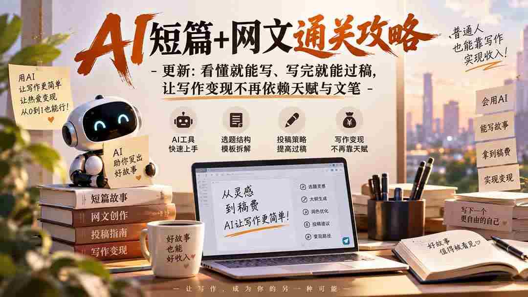 (20861期)AI短篇+网文通关攻略-更新1009:看懂就能写、写完就能过稿,让写作变现不再依赖天赋与文笔