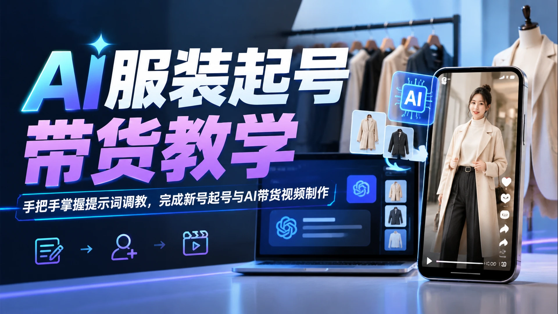 【精】AI服装起号带货教学,手把手掌握提示词调教,完成新号起号与AI带货视频制作
