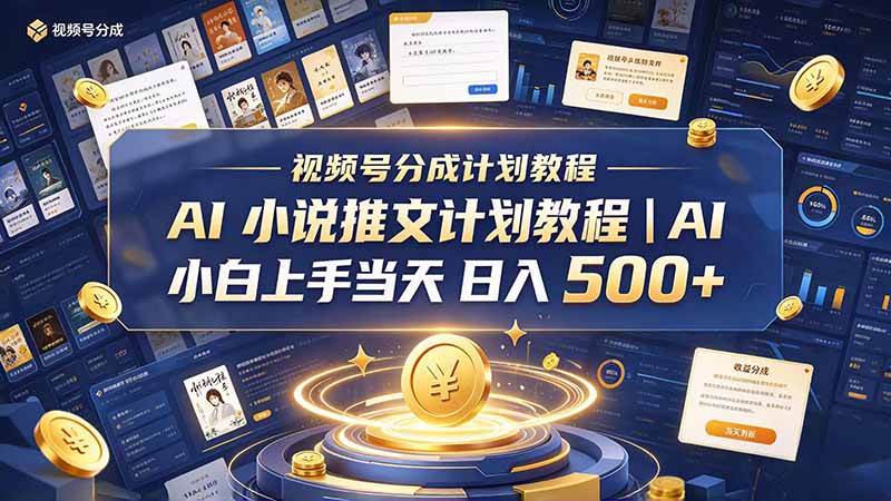 (20937期)最新视频号分成计划教程|AI 小说推文,小白上手当天日入 500+